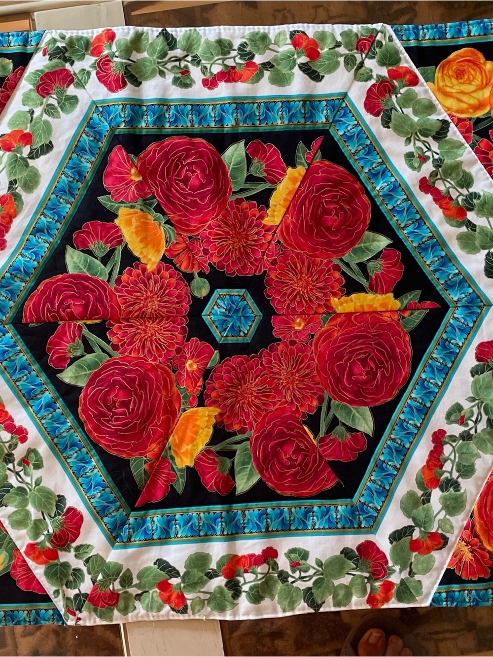 Large Handmade Floral Tablerunner